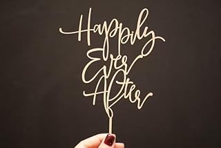Wooden Happily Ever After Cake Topper-Wedding Cake Decorr for Engagement Bridal Shower Vow Renewal Anniversary Party Decoration Supplies