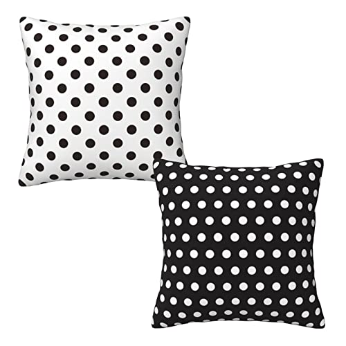 Pillow Covers Black And White Polka Dot 16X16 Inch Throw Pillowcase Square Cushion Cases, Set Of 2 #TOP4