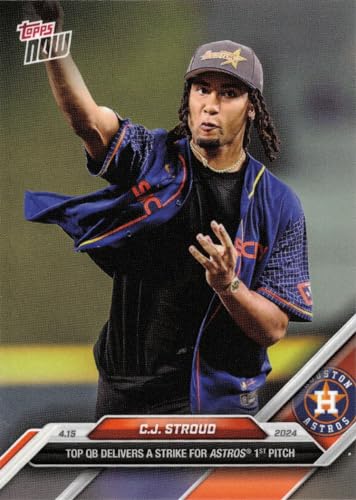 2024 Topps Now #79 C.J. Stroud Baseball Card Houston Astros - Top QB Throws Out 1st Pitch