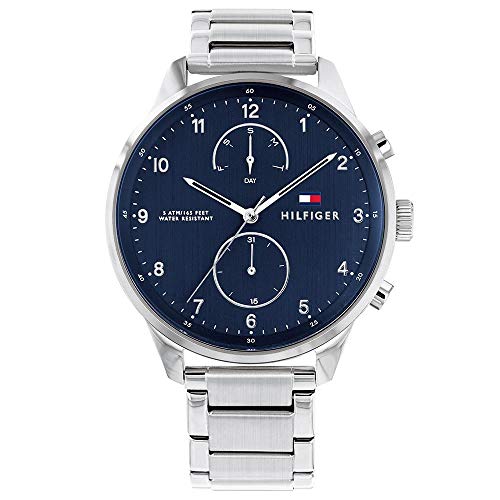 Tommy Hilfiger Reloj Analógico de Cuarzo multifunción para Hombre con Correa en Acero Inoxidable Plateada - 1791575