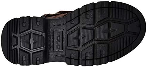 POLO RALPH LAUREN Boys Conquered Hi Boot, Chocolate/Tan Leather, 5 Big Kid | Image 3