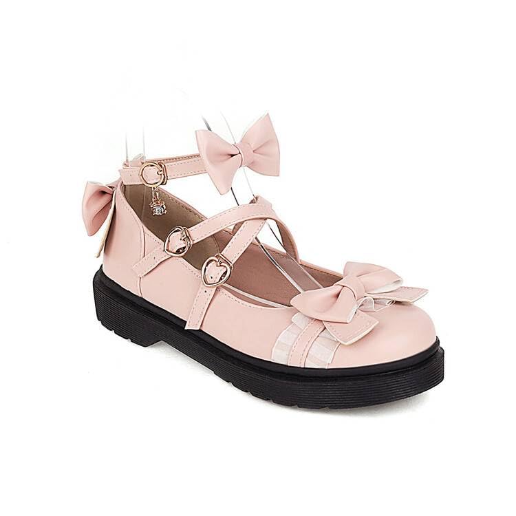 Women Platform Lolita Bow Mary Jane Flat with Lace