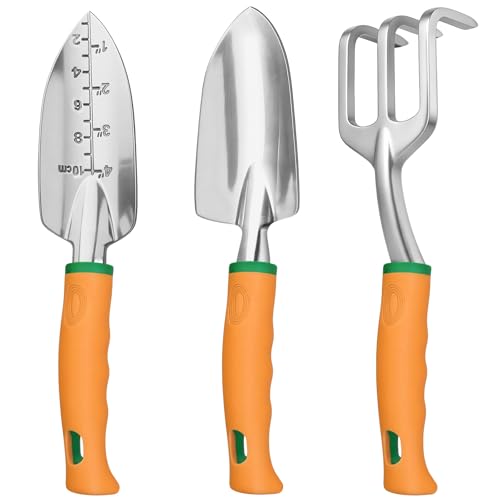 Gartenwerkzeug Set, 3-teiliges Gartengeräte Set – Ergonomische Handschaufel, robuste Handharke...