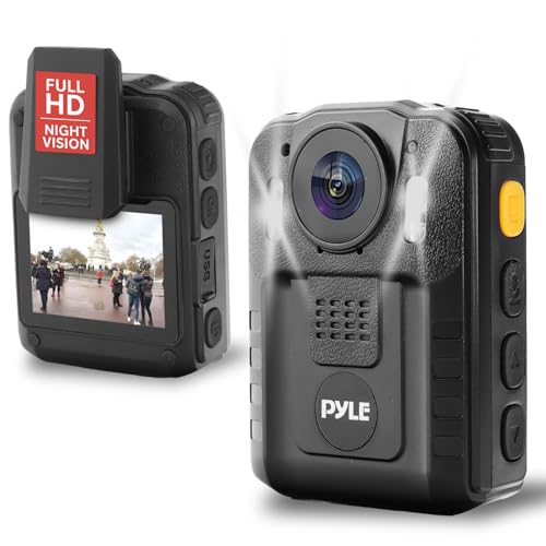 Pyle Police Security Video Body Camera | HD 2304 x 1296p Rechargeable Wireless Waterproof Wearable Law Enforcement Surveillance Camera | Includes Audio & Video Recording, Night Vision, Motion Detector by Pyle - Used condition - US$76.89