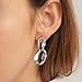 Silver Earrings for Women, Trendy Stud Jewery, Silver Statement Irregularly Sized Circles Long Drop Earrings,Elegant Wedding Earring Fashion Jewelry for Womens