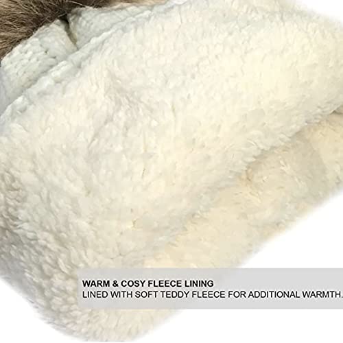 TOSKATOK Ladies Chunky Soft Cable Knit Hat with Cosy Fleece Liner and Detachable Faux Fur Pompom…