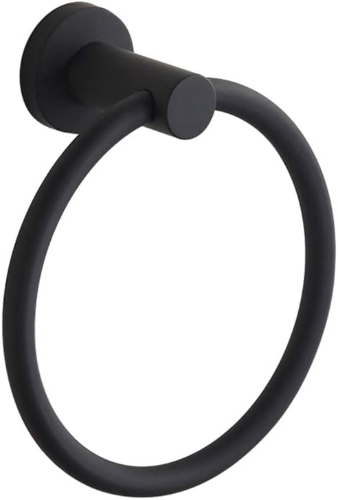 BGL Black Towel Ring Wall Mounted, Stainless Steel 304 Rubber Round Towel Holder for Bathroom