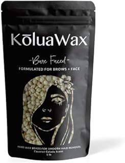 Hard Wax Beads for Hair Removal – Thin Fine Facial Hair Formula – Our Most Gentle Wax for Sensitive Skin, Browns, Soft Upper Lips, Sideburns and Neck – Large 1lb Refill Pearl Beans for Wax Warmers – White Coconut Colada Bare Faced by KoluaWax