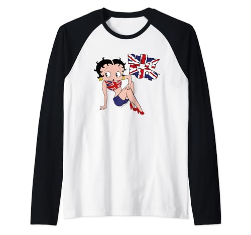 Image of Betty Boop UK Union Jack Flag Clothing Raglan Baseball Tee