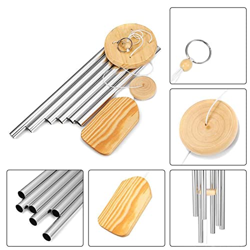 Sinos de vento, sinos de vento de metal sinos de vento com 6 tubos sintonizados, sino elegante - art