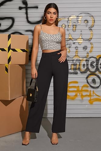Image of Lycra Trouser for Women - Straight Fit Ankle Length Formal Pant for Office & Casual Wear, Classy Solid Pattern & Plain Design, Comfortable & Stretchable (in, Numeric, 30, Black)