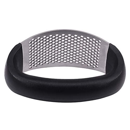 Garlic Press Squeezer, Yeebline Garlic Presser Stainless Steel Garlic Ginger Rocker/Crusher/Chopper/Squeezer With Ergonomic Handle, Garlic Cutting Mince Tool Cutter For Home/Kitchen/Outdoor (Black) #TOP3