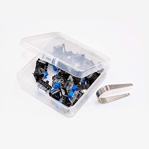 Image of OUTEMU Blue Switches 3-pin Tactile Clicky 50gf - DIY Replacement for Mechanical Gaming Keyboard - 20 Pack with 1 Switch Puller