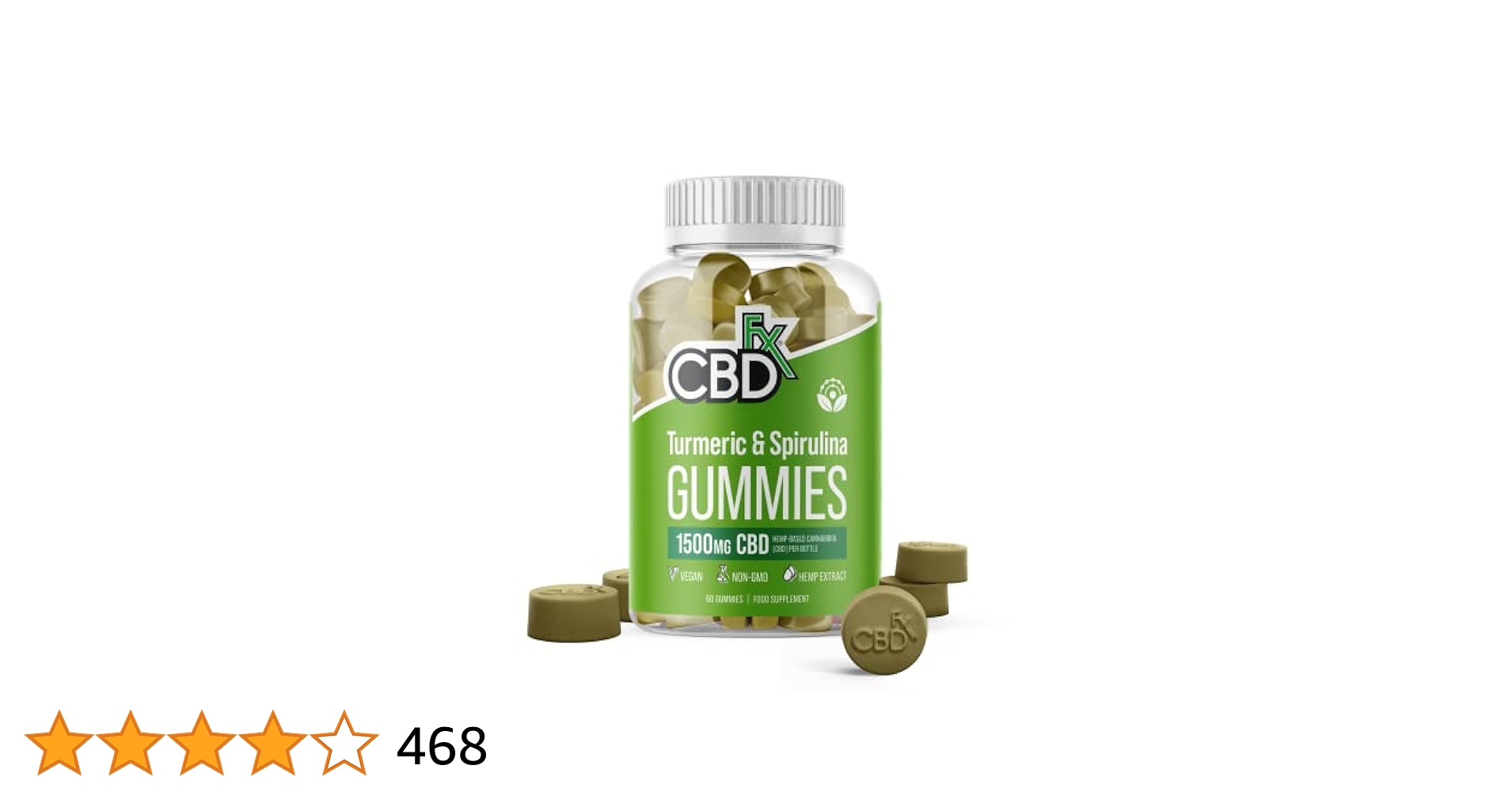 Amazon | CBDfx 高濃度 CBD グミ ターメリック & スピルリナ味