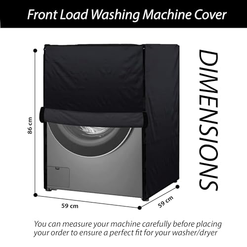 Image of Waterproof & Dustproof Top Front Load Washing Machine Cover for 6 kg 6.5 kg 7kg & 7.5 kg Compatible for IFB LG Samsung Whirlpool Bosch Haier | Siemensfor with Pipe Holes (Black)