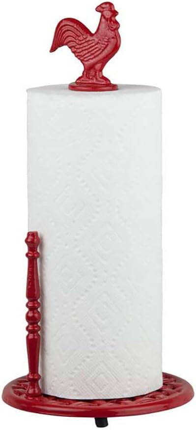 Rooster Kitchen Paper Towels Holder (Red), By Home Basics | Countertop Paper Towels Holder, With Tear-Arm and Non-Ski Feet | Farmhouse Paper Towel Holder