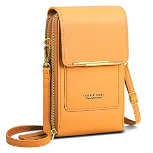 AIFILLE Handytasche zum Umhängen Damen, Klein Handy Umhängetasche mit Geldbörse Mädchen, Premium PU Leder Crossbody Schultertasche Handy Tasche mit Kartenfächer Clutch Shoulder Bags for Women, Gelb
