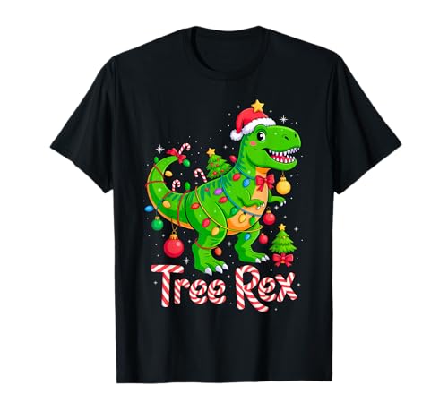 Tree Rex Christmas Costume T-Rex Dinosaur Xmas Light Family T-Shirt