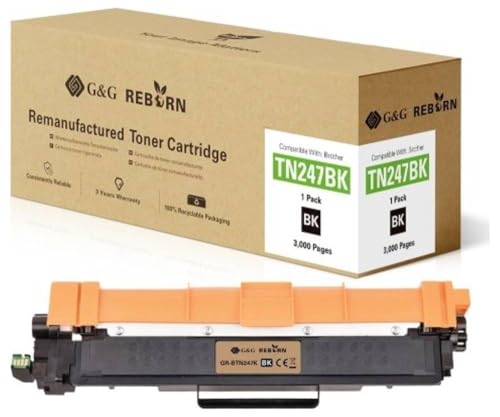 G&G Toner Remplacement pour Brother TN-247BK Compatible Noir 3000 Pages Reborn remanufactured 21184