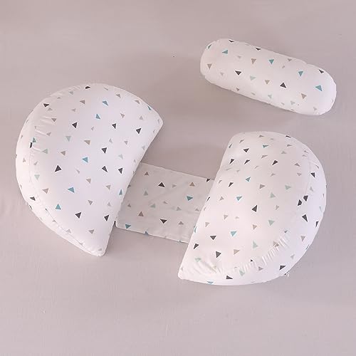 SHANNA Almohada Embarazada Dormir, Sleep Confort Almohada, Nuevo Almohada de Lactancia Corporal, Almohada Apoyo y Cuerpo Completo para Eembarazo con Funda de Extraíble Lavables (Triángulo Blanco)