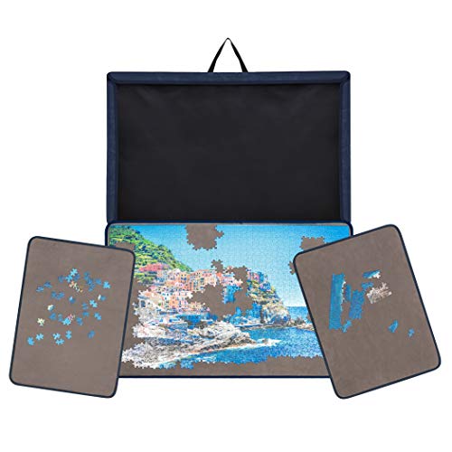 Becko Jigsaw Puzzle Board portátil Puzzle Case Puzzle Storage Saver, superficie antideslizante, para hasta 1000 piezas (gris oscuro) Cover