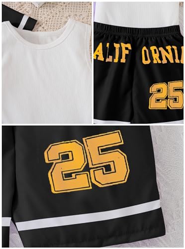Image of Hilinker Girls 3 Piece Outfits Graphic Tank and Short Sleeve Cardigan with Shorts Set
