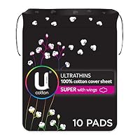 U by Kotex Cotton Ultrathin Pads Super 10 Pack