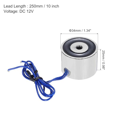 uxcell Electroimán con disco de succión DC12V 25KG Levantamiento eléctrico miniatura 2