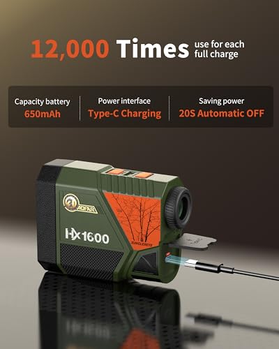 AOFAR Jagd Entfernungsmesser 1600 Yards Laser – mit Winkelmessung & horizontaler Distanz, hochpräzise, Scan- & Geschwindigkeitsmodus, leicht, inkl. Batterie & Tasche