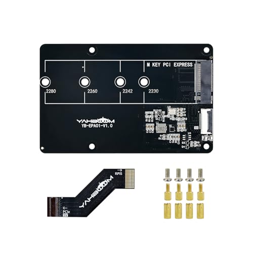 Image of Yahboom M.2 NVMe to PCIe Adapter M.2 HAT+ for Raspberry Pi5 Support M.2 NVMe SSD 2230 2242 2260 2280 Support Install Pi5 Heatsink with 256GB M.2 SSD Nvme (PCIe Adapter)
