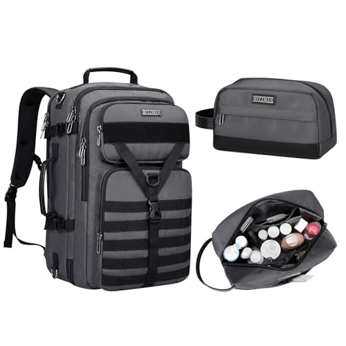 WITZMAN Carry On Travel Backpack for Men Large Convertible 45L Duffle Bag fit 17 Inch Laptop and Toiletry Bag Lightweight Bathroom Bag Water-resistant
