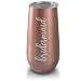 6 oz Rose Gold Stemless Champagne Flutes with Lid - Bridesmaid Champagne Flutes – Bridesmaid Tumbler – Bridesmaid Champagne Glasses - Bridesmaid Wine Glass - Bridesmaid Cups - Bachelorette Party Cups