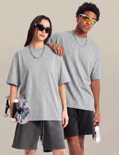 Image of Ogfao Mens Oversized T-Shirts Heavyweight Unisex Cotton T Shirts Baggy Loose Fit Basic Tees Plain Tshirts