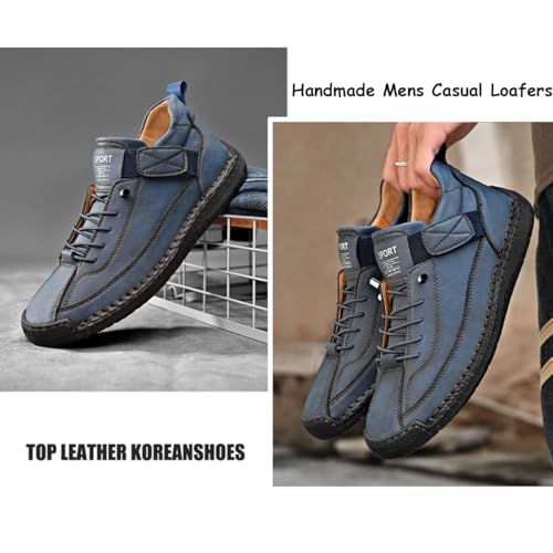 Mens Hiking Boots,Men's Leather Handmade Platform Shoes Ankle Chukka Boots,Non-Slip Arch Support Waterproof Hiking Shoes2
