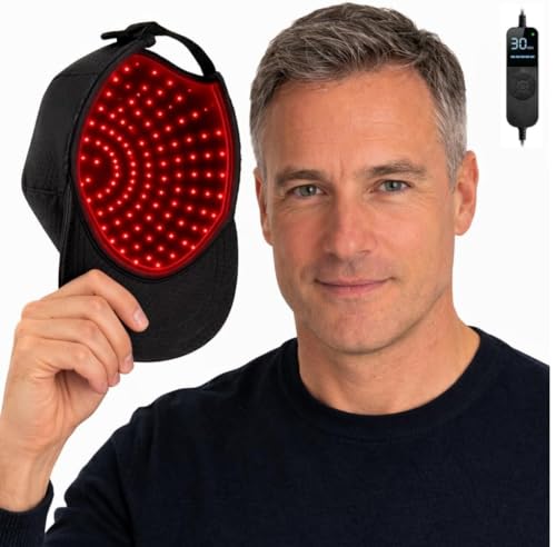 NOVANDA Red Light LED Scalp Cap 660nm & 850nm 180 LEDs with Adjustable Timer (1090 Min) 5 Intensity Levels & Pulse Mode UK Plug