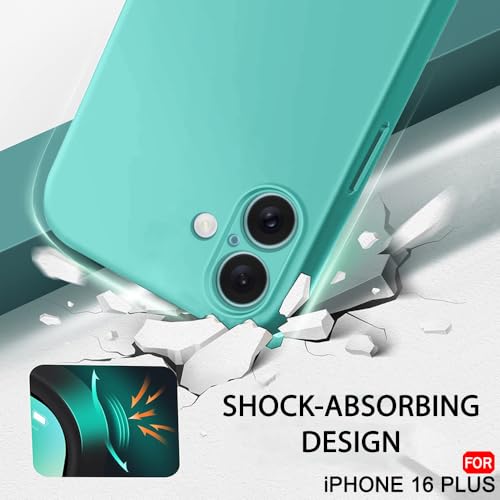 Image of TheGiftKart Liquid Silicone Back Cover Case for iPhone 16 Plus | Soft Micro-Fibre Lining Inside | Camera & Screen Protection | Shockproof Back Cover Case for iPhone 16 Plus (Silicone, Teal)