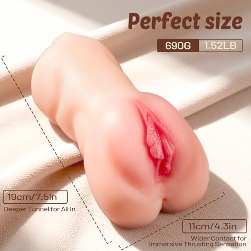 Pocket Pussy Male Sex Toys for Men - 7.1in 3D Lifelike Sex Doll with Sexy Mouth, Vagina and Tight Anus, Men’s Sex Toy Male Masturbators Realistic Adult Toys Sex Dolls Stroker for Man Pleasure, Flesh — view 4