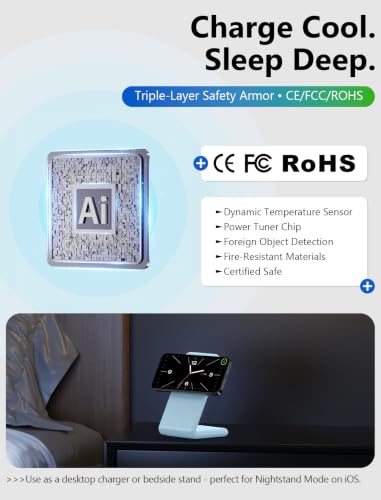 Image of Mag.Safe Charger - Magnetic Wireless Charger for iPhone 12-17, Blue | Fast Charging | Magnetic iPhone Charging | for iPhone Charger Stand
