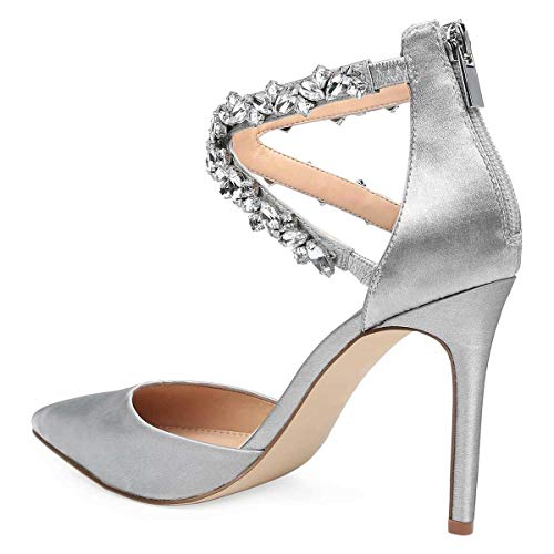XYD Women Pointy Toe Rhinestone Cross Strap Pumps Stiletto High Heel Wedding Party Dress Shoes3