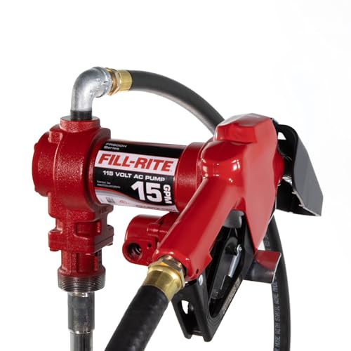 Image of Fill-Rite FR610HA 115V 15 GPM Fuel Transfer Pump w /Discharge Hose & Automatic Nozzle (Red) | Gasoline, Diesel, Kerosene, Ethanol & Methanol Blends & Biodiesel