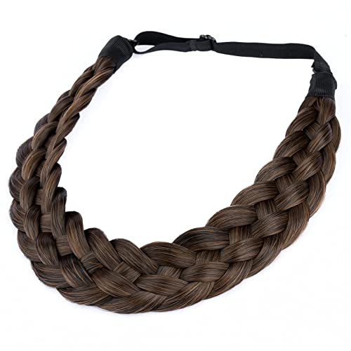 Gledola 5 Strands Synthetic Hair Braid Headband Hair Braided Headband for Women Girl (Copper Brown) - Image 3
