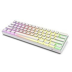 GK GAMAKAY MK61 RGB Pudding Keyboard, 61 Keys Optical Switch PBT Pudding Keycaps, Hot Swappable Backlit Ultra-Compact Wired Gaming Keyboard for Windows Mac PC Gamers (Brown Switch, White)