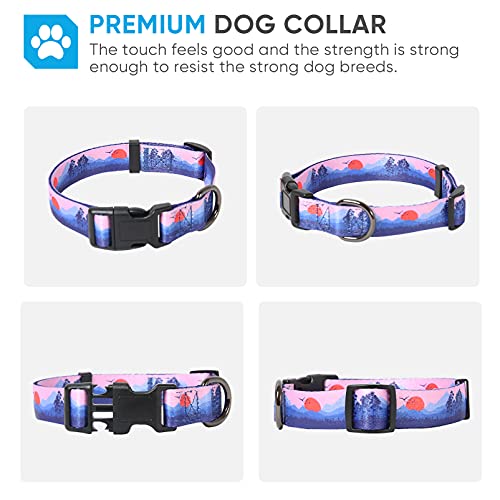 Image of HEELE Dog Collar, Adjustable Soft Dog Collar for Small Medium Large Dogs,Floral Patterned Puppy Collars with Quick Release Buckle S Length 9.84''-14.96'