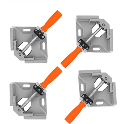 Lot de 4 Pinces d'Angle 90° en Alliage d'Aluminium Léger,Serre Joint Angle,Mâchoire Pivotante Réglable 360°,pour Menuiserie Soudage Assemblage Bois Métal Verre