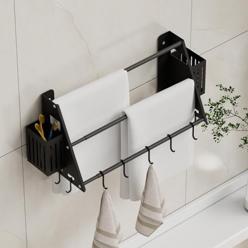 Fini de percer : Porte serviette sans perçage rétractable LANMOU noir