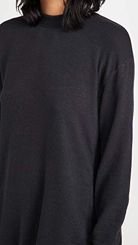 Monrow Women's Supersoft Mock Neck Seamed Sweatshirt Dress, Faded Black, S #TOP5