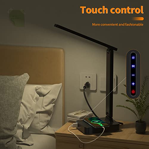 Cozoo Desk Lamps For Home Office, Modern Led Desk Lamp For Dorm With Usb Port Type C Port And 2 Ac Power Outlets,3 Lighting Modes,3 Level Brightness,Touch Control/Timer/Eye-Caring Foldable Table Lamp #TOP5