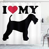ABAKUHAUS Airedale Rideau de Douche, Je Aime Mon Chien de Terrier Amour, Tissu Ensemble de Décor de Salle de Bain avec Crochets, 175 cm x 200 cm, Rose foncé Gris Anthracite