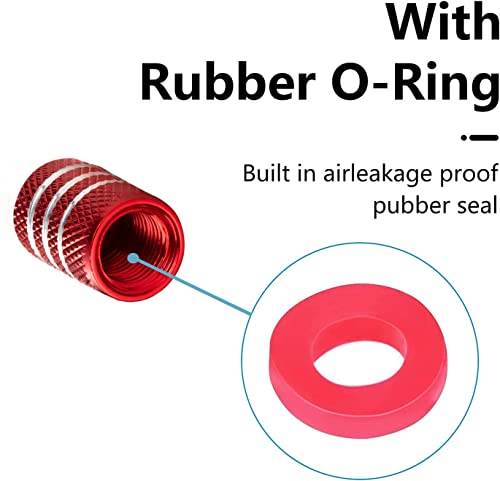 MUZOKE Tire Valve Stem Cap Cover Fit for Toyota Tacoma Avalon Prius Avalon Corolla RAV4 Highlander Camry Belt O-Ring Seal Corrosion Resistant Tire Air Cover Car Accessories 4 Pc Red