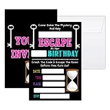 Utaqer 4'x6' Birthday Party Invitation Cards With Envelopes set of 20, Escape Room Birthday Party Supplies for Boys, Girls, Kids or Teens Happy Birthday Celebration Invitation/shengri-a003